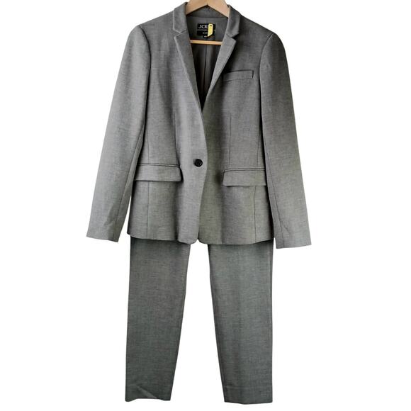 J.Crew SZ 6 2 PC Regent Blazer & Matching SZ 6 Cameron High Rise Pants In Gray - Picture 2 of 8